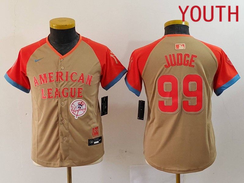 Youth New York Yankees #99 Judge Orange All star 2024 Nike MLB Jersey style 7